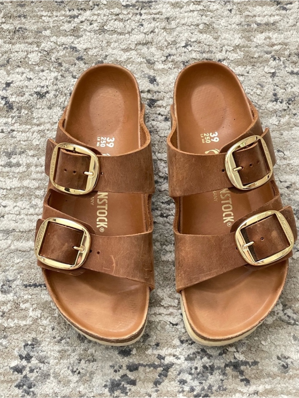 Birkenstock Arizona Big Buckle Cognac Brown Leather Sandals